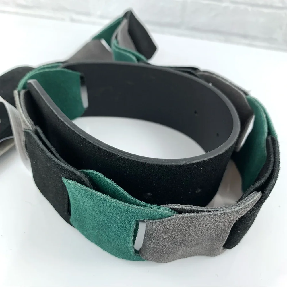 NEW! Free People Suede Link Joplin Belt Black/Noir Green Size S/M $48